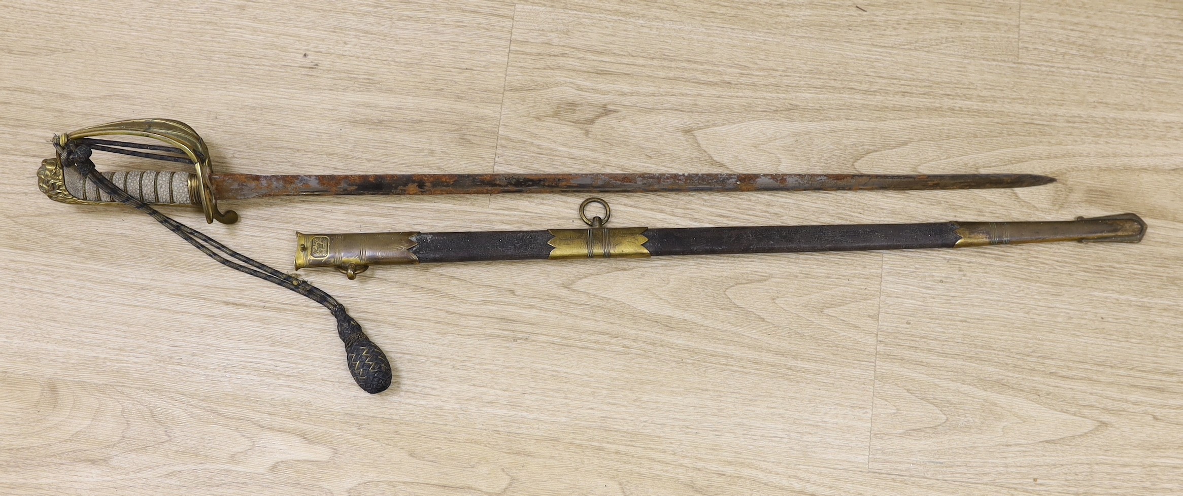 A 20th century Naval Officer' sword, Fraser & Davis scabbard